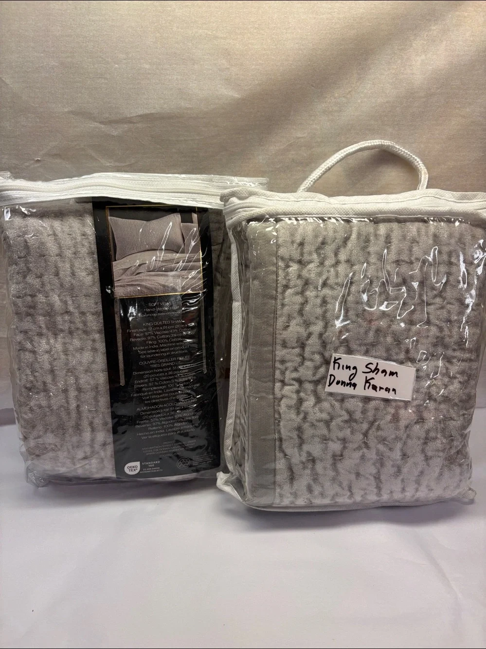 Set of 2 Donna Karan Home Hand Quilted Velvet King Shams